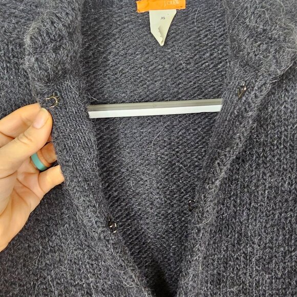 J.Crew Alpaca Blend Long Sweater Cardigan Coat Sz XS Charcoal Quiet Luxury - Picture 4 of 11